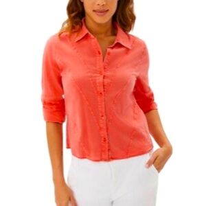 Ecru NWT Sz S Hepburn Garment Dye Shirt, Orange 🍊